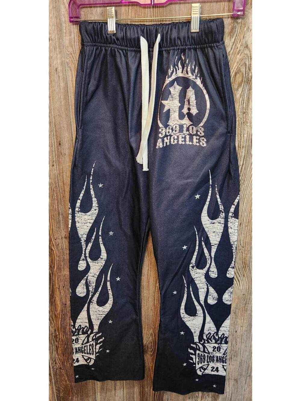 369 Los Angeles Jogger Lounge Pants Black Size XXS (23x29) Flaming Tribal Design